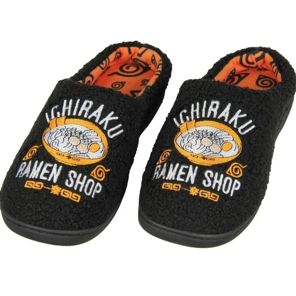 Naruto Shippuden slippers Anime Men's Ichiraku Ramen Shop fleece Embroidered